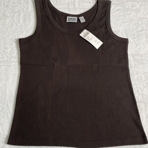 Chicos Women's Brown Tank Top Sz 2 Sleeveless  Round Neck New with Tags Cotton